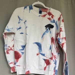 Gildan Red and Blue Tie-Dye Crewneck Sweater